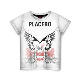 Детская футболка 3D с принтом Placebo в Белгороде, 100% гипоаллергенный полиэфир | прямой крой, круглый вырез горловины, длина до линии бедер, чуть спущенное плечо, ткань немного тянется | Тематика изображения на принте: lacebo |  брайан молко | альтернатива. | пласибо | плацебо | плэйсебо | плэсибо | рок