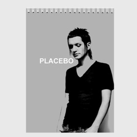 Скетчбук с принтом Placebo в Белгороде, 100% бумага
 | 48 листов, плотность листов — 100 г/м2, плотность картонной обложки — 250 г/м2. Листы скреплены сверху удобной пружинной спиралью | lacebo |  брайан молко | альтернатива. | пласибо | плацебо | плэйсебо | плэсибо | рок