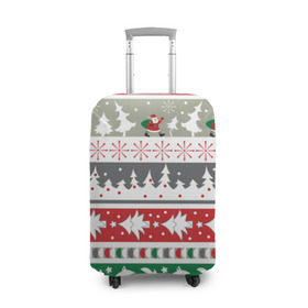 Чехол для чемодана 3D с принтом Новогодний орнамент в Белгороде, 86% полиэфир, 14% спандекс | двустороннее нанесение принта, прорези для ручек и колес | дед мороз | елка | новогодний орнамент | подарок на новый год | праздник | снеговик | снежинки