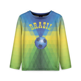 Детский лонгслив 3D с принтом Бразилия в Белгороде, 100% полиэстер | длинные рукава, круглый вырез горловины, полуприлегающий силуэт
 | бразилия | геометрия | игра | кубок | мяч | полигональный | спорт | футбол