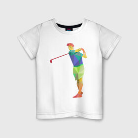 Детская футболка хлопок с принтом Гольфист в Белгороде, 100% хлопок | круглый вырез горловины, полуприлегающий силуэт, длина до линии бедер | геометрия | гольф | клюшка | мяч | полигонал