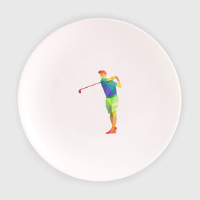 Тарелка с принтом Гольфист в Белгороде, фарфор | диаметр - 210 мм
диаметр для нанесения принта - 120 мм | геометрия | гольф | клюшка | мяч | полигонал