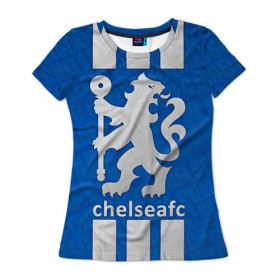 Женская футболка 3D с принтом Chelsea в Белгороде, 100% полиэфир ( синтетическое хлопкоподобное полотно) | прямой крой, круглый вырез горловины, длина до линии бедер | chelsea | football. | английская премьер лига | апл | футбол | челси