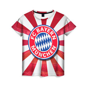 Женская футболка 3D с принтом Bayern в Белгороде, 100% полиэфир ( синтетическое хлопкоподобное полотно) | прямой крой, круглый вырез горловины, длина до линии бедер | bayern | football | бавария | бундеслига | немецкий чемпионат | футбол
