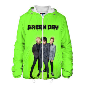 Мужская куртка 3D с принтом Green Day в Белгороде, ткань верха — 100% полиэстер, подклад — флис | прямой крой, подол и капюшон оформлены резинкой с фиксаторами, два кармана без застежек по бокам, один большой потайной карман на груди. Карман на груди застегивается на липучку | 