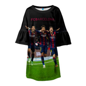 Детское платье 3D с принтом Barcelona6 в Белгороде, 100% полиэстер | прямой силуэт, чуть расширенный к низу. Круглая горловина, на рукавах — воланы | Тематика изображения на принте: barcelona | football | барса | барселона | примера | футбол | чемпионат испании