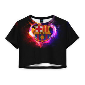 Женская футболка 3D укороченная с принтом Barcelona7 в Белгороде, 100% полиэстер | круглая горловина, длина футболки до линии талии, рукава с отворотами | barcelona | football | барса | барселона | примера | футбол | чемпионат испании