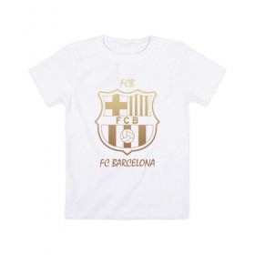 Детская футболка хлопок с принтом Barcelona1 в Белгороде, 100% хлопок | круглый вырез горловины, полуприлегающий силуэт, длина до линии бедер | barcelona | football | барса | барселона | примера | футбол | чемпионат испании
