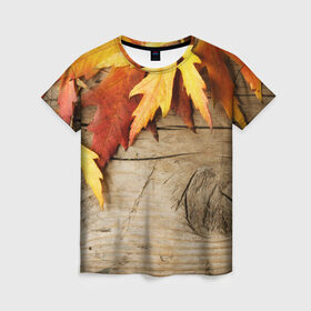 Женская футболка 3D с принтом Золотая осень в Белгороде, 100% полиэфир ( синтетическое хлопкоподобное полотно) | прямой крой, круглый вырез горловины, длина до линии бедер | дерево | лист | листья | осень
