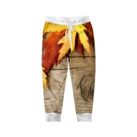 Детские брюки 3D с принтом Золотая осень в Белгороде, 100% полиэстер | манжеты по низу, эластичный пояс регулируется шнурком, по бокам два кармана без застежек, внутренняя часть кармана из мелкой сетки | дерево | лист | листья | осень