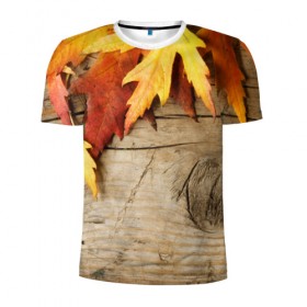 Мужская футболка 3D спортивная с принтом Золотая осень в Белгороде, 100% полиэстер с улучшенными характеристиками | приталенный силуэт, круглая горловина, широкие плечи, сужается к линии бедра | дерево | лист | листья | осень