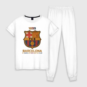 Женская пижама хлопок с принтом Barcelona2 в Белгороде, 100% хлопок | брюки и футболка прямого кроя, без карманов, на брюках мягкая резинка на поясе и по низу штанин | barcelona | football | барса | барселона | примера | футбол | чемпионат испании