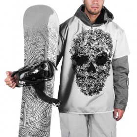 Накидка на куртку 3D с принтом Череп в Белгороде, 100% полиэстер |  | скелет. скилет | ужас | хеллоуин | череп. кости | черепушка | черно белый