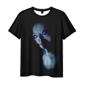 Мужская футболка 3D с принтом Галактический обитатель в Белгороде, 100% полиэфир | прямой крой, круглый вырез горловины, длина до линии бедер | галактика | звезды | инопланетянин | космос | нло | новинки