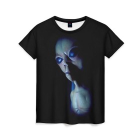 Женская футболка 3D с принтом Галактический обитатель в Белгороде, 100% полиэфир ( синтетическое хлопкоподобное полотно) | прямой крой, круглый вырез горловины, длина до линии бедер | галактика | звезды | инопланетянин | космос | нло | новинки