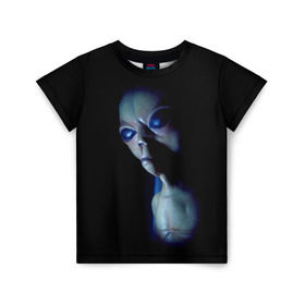 Детская футболка 3D с принтом Галактический обитатель в Белгороде, 100% гипоаллергенный полиэфир | прямой крой, круглый вырез горловины, длина до линии бедер, чуть спущенное плечо, ткань немного тянется | галактика | звезды | инопланетянин | космос | нло | новинки
