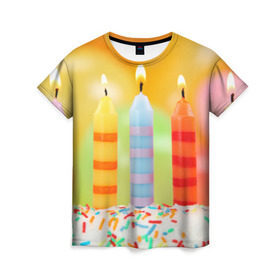Женская футболка 3D с принтом Цвета радости в Белгороде, 100% полиэфир ( синтетическое хлопкоподобное полотно) | прямой крой, круглый вырез горловины, длина до линии бедер | арт | новинки | огонь | подарок | радуга | яркие