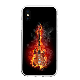 Чехол для iPhone XS Max матовый с принтом Адская гитара в Белгороде, Силикон | Область печати: задняя сторона чехла, без боковых панелей | ад | арт | дым | музыка | новинки | огонь | пламя | популярные | энергия | яркие