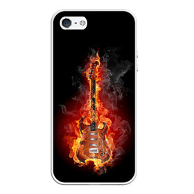Чехол для iPhone 5/5S матовый с принтом Адская гитара в Белгороде, Силикон | Область печати: задняя сторона чехла, без боковых панелей | ад | арт | дым | музыка | новинки | огонь | пламя | популярные | энергия | яркие