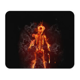 Коврик прямоугольный с принтом Пылающий скелет в Белгороде, натуральный каучук | размер 230 х 185 мм; запечатка лицевой стороны | огонь | пламя