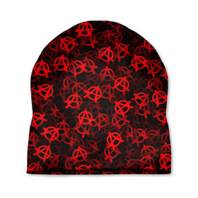 Шапка 3D с принтом Анархия (красное на черном) в Белгороде, 100% полиэстер | универсальный размер, печать по всей поверхности изделия | Тематика изображения на принте: punk | rock | rocknroll | roll | панк | рок | рокнролл | ролл | текстура