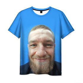 Мужская футболка 3D с принтом Mcgregor smile в Белгороде, 100% полиэфир | прямой крой, круглый вырез горловины, длина до линии бедер | conor | macgregor | макгрегор
