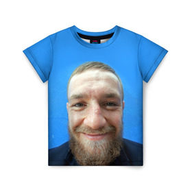 Детская футболка 3D с принтом Mcgregor smile в Белгороде, 100% гипоаллергенный полиэфир | прямой крой, круглый вырез горловины, длина до линии бедер, чуть спущенное плечо, ткань немного тянется | conor | macgregor | макгрегор