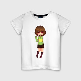 Детская футболка хлопок с принтом Chara в Белгороде, 100% хлопок | круглый вырез горловины, полуприлегающий силуэт, длина до линии бедер | Тематика изображения на принте: андертейл | чара
