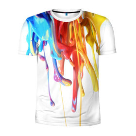 Мужская футболка 3D спортивная с принтом Краска в Белгороде, 100% полиэстер с улучшенными характеристиками | приталенный силуэт, круглая горловина, широкие плечи, сужается к линии бедра | luxury | premium | vip | краска | премиум | эксклюзив