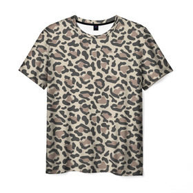 Мужская футболка 3D с принтом Шкура леопарда 3 в Белгороде, 100% полиэфир | прямой крой, круглый вырез горловины, длина до линии бедер | Тематика изображения на принте: африка | дикие | животные | леопард