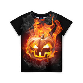 Детская футболка 3D с принтом Огненная стихия хэллоуин в Белгороде, 100% гипоаллергенный полиэфир | прямой крой, круглый вырез горловины, длина до линии бедер, чуть спущенное плечо, ткань немного тянется | fire | luxury | premium | vip | vppdgryphon | огненная стихия | огонь | пожар | премиум | хэллоуин | эксклюзив
