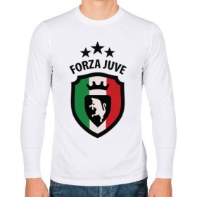 Мужской лонгслив хлопок с принтом Forza Juventus в Белгороде, 100% хлопок |  | forza | juventus | футбол