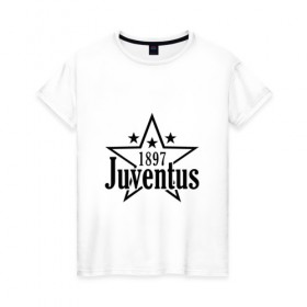 Женская футболка хлопок с принтом juventus в Белгороде, 100% хлопок | прямой крой, круглый вырез горловины, длина до линии бедер, слегка спущенное плечо | juventus | ювентус