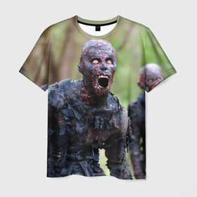 Мужская футболка 3D с принтом Zombie в Белгороде, 100% полиэфир | прямой крой, круглый вырез горловины, длина до линии бедер | walking dead | zombie | зомби | ходячие мертвецы