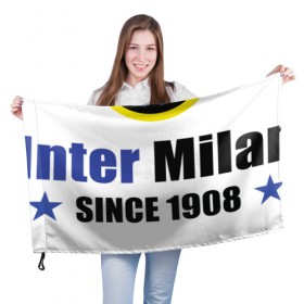 Флаг 3D с принтом Inter Milan в Белгороде, 100% полиэстер | плотность ткани — 95 г/м2, размер — 67 х 109 см. Принт наносится с одной стороны | 