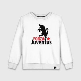 Детский свитшот хлопок с принтом Forza Juventus в Белгороде, 100% хлопок | круглый вырез горловины, эластичные манжеты, пояс и воротник | Тематика изображения на принте: juventus | ювентус