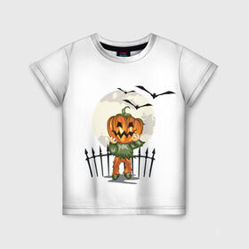 Детская футболка 3D с принтом Halloween в Белгороде, 100% гипоаллергенный полиэфир | прямой крой, круглый вырез горловины, длина до линии бедер, чуть спущенное плечо, ткань немного тянется | halloween | вампир | ведьма | кошка | луна | магия | новинки | ночь | тыква | хэллоуин
