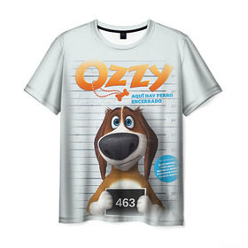 Мужская футболка 3D с принтом Ozzy в Белгороде, 100% полиэфир | прямой крой, круглый вырез горловины, длина до линии бедер | dog | fast furry | бигль | большой собачий побег | мартин | мультфильм | оззи | побег | свободу разношерстным | собака