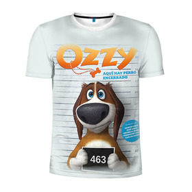 Мужская футболка 3D спортивная с принтом Ozzy в Белгороде, 100% полиэстер с улучшенными характеристиками | приталенный силуэт, круглая горловина, широкие плечи, сужается к линии бедра | Тематика изображения на принте: dog | fast furry | бигль | большой собачий побег | мартин | мультфильм | оззи | побег | свободу разношерстным | собака