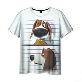 Мужская футболка 3D с принтом Разыскивается пёс в Белгороде, 100% полиэфир | прямой крой, круглый вырез горловины, длина до линии бедер | dog | fast furry | бигль | большой собачий побег | мартин | мультфильм | оззи | побег | свободу разношерстным | собака