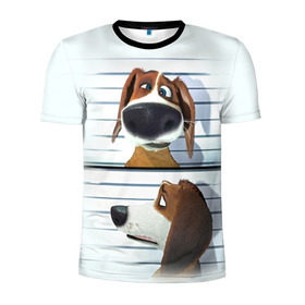 Мужская футболка 3D спортивная с принтом Разыскивается пёс в Белгороде, 100% полиэстер с улучшенными характеристиками | приталенный силуэт, круглая горловина, широкие плечи, сужается к линии бедра | dog | fast furry | бигль | большой собачий побег | мартин | мультфильм | оззи | побег | свободу разношерстным | собака
