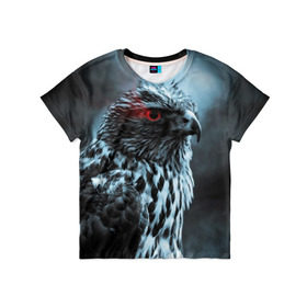 Детская футболка 3D с принтом Ночной орёл в Белгороде, 100% гипоаллергенный полиэфир | прямой крой, круглый вырез горловины, длина до линии бедер, чуть спущенное плечо, ткань немного тянется | глаз | крылья | орёл | пернатые | перья | природа | птица