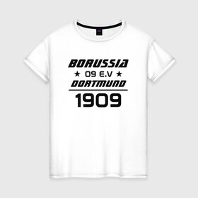Женская футболка хлопок с принтом BVB в Белгороде, 100% хлопок | прямой крой, круглый вырез горловины, длина до линии бедер, слегка спущенное плечо | боруссия