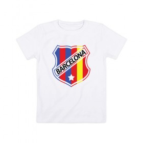 Детская футболка хлопок с принтом Barcelona в Белгороде, 100% хлопок | круглый вырез горловины, полуприлегающий силуэт, длина до линии бедер | 
