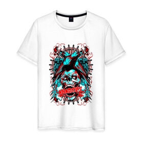 Мужская футболка хлопок с принтом Анархия в Белгороде, 100% хлопок | прямой крой, круглый вырез горловины, длина до линии бедер, слегка спущенное плечо. | anarchy | skull | ворон