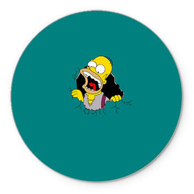 Коврик круглый с принтом Alien-Homer в Белгороде, резина и полиэстер | круглая форма, изображение наносится на всю лицевую часть | Тематика изображения на принте: simpsons