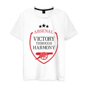 Мужская футболка хлопок с принтом Arsenal в Белгороде, 100% хлопок | прямой крой, круглый вырез горловины, длина до линии бедер, слегка спущенное плечо. | 