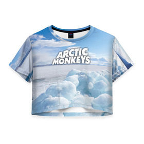 Женская футболка 3D укороченная с принтом Arctic Monkeys в Белгороде, 100% полиэстер | круглая горловина, длина футболки до линии талии, рукава с отворотами | 