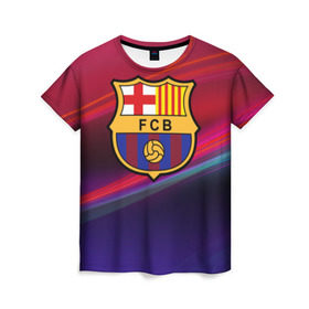 Женская футболка 3D с принтом ФК Барселона в Белгороде, 100% полиэфир ( синтетическое хлопкоподобное полотно) | прямой крой, круглый вырез горловины, длина до линии бедер | барселона | болельщик | испания | каталония | футбол | футболист