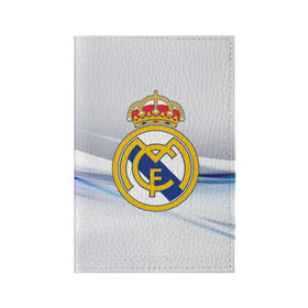 Обложка для паспорта матовая кожа с принтом Реал Мадрид в Белгороде, натуральная матовая кожа | размер 19,3 х 13,7 см; прозрачные пластиковые крепления | Тематика изображения на принте: real madrid | испания | португалия